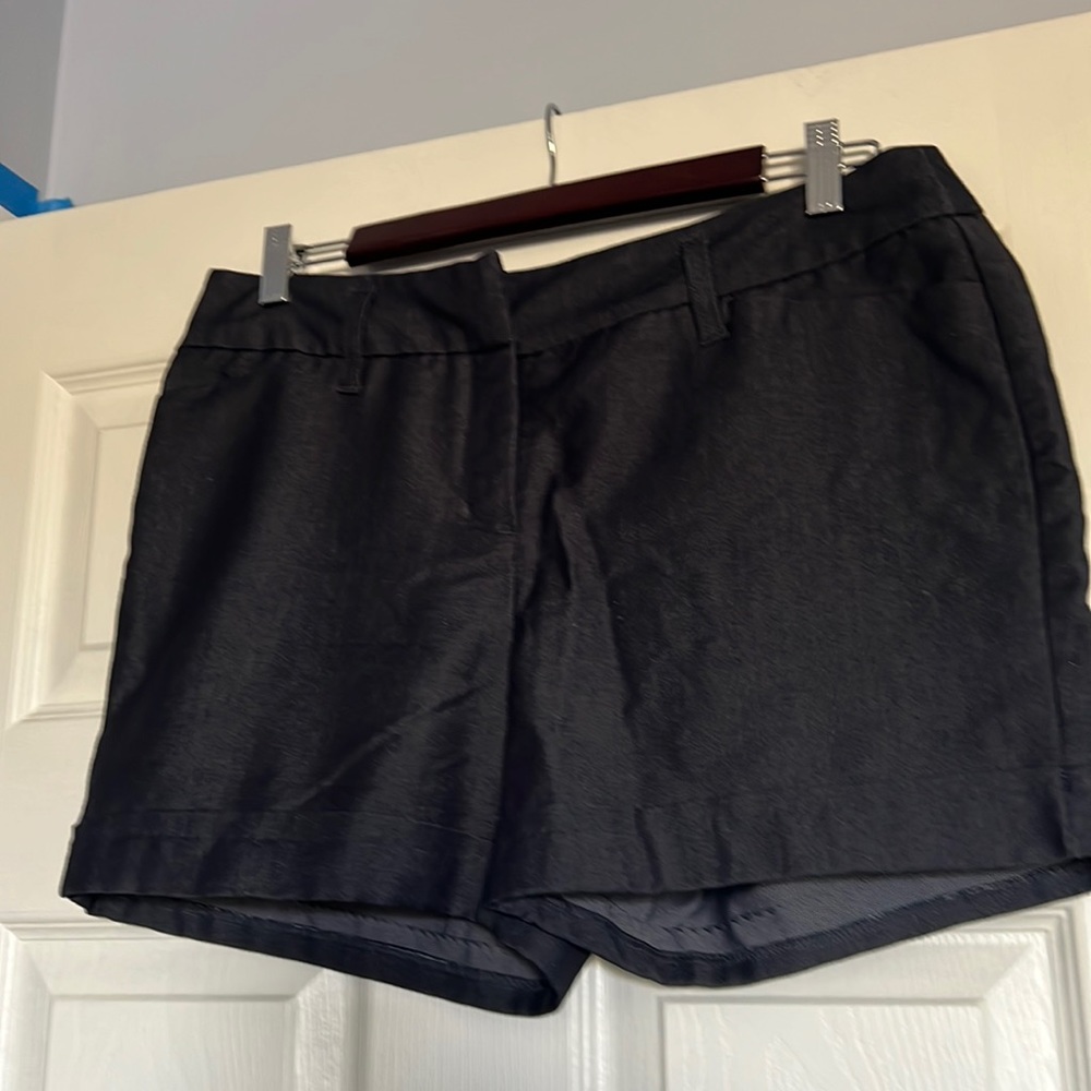Dressy polished denim look dark navy shorts